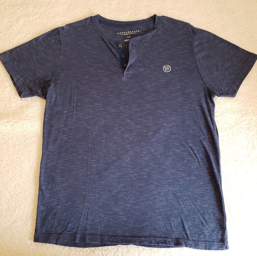 Aeropostale Navy Blue Large Mens Henley Shirt